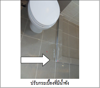 ตัวอย่างdefectเรื่องการปรับslopeระบายน้ำในห้องน้ำบริเวณฉากกั้นอาบน้ำ